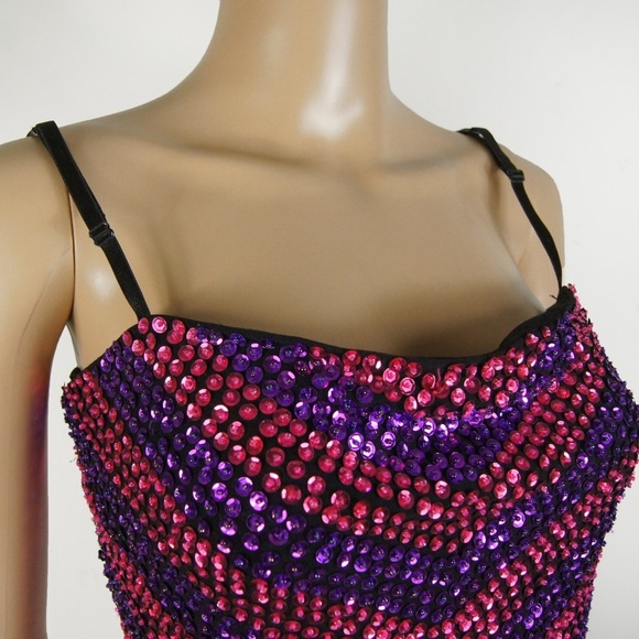 Vintage Gianfranco Ferre Studio Purple Pink Metallic Sequin Tank Top - Picture 2 of 5
